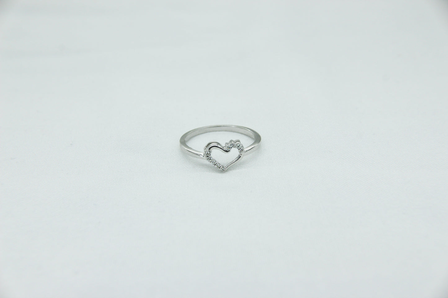 Petite Open Sparkling Heart Ring in 10K
