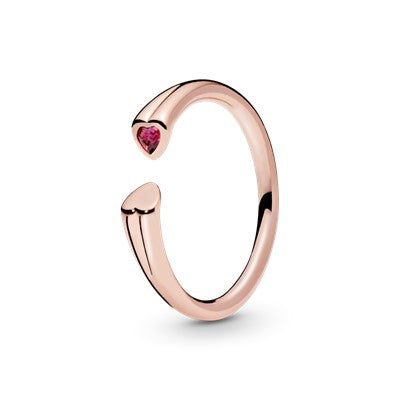 Polished & Sparkling Hearts Open Ring