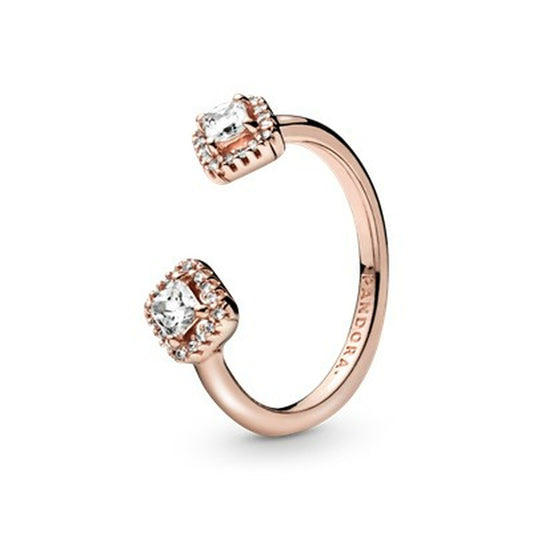 Rose Square Sparkle Open Ring