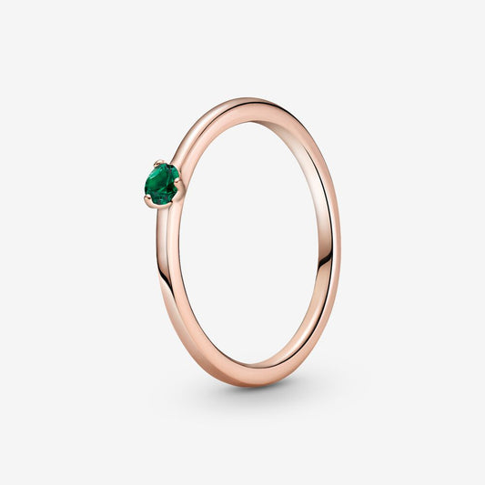Pandora Rose ring with lake green crystal