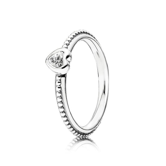 Heart silver ring with cubic zirconia