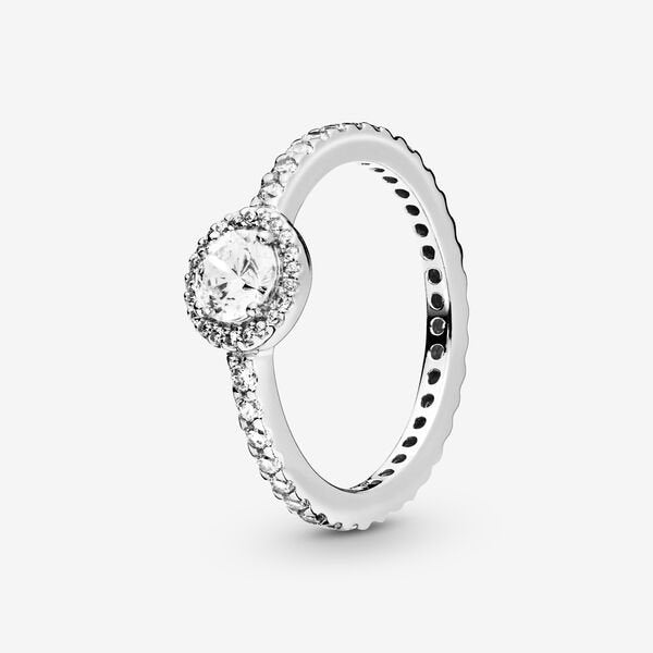 Silver Classic Sparkle Halo Ring