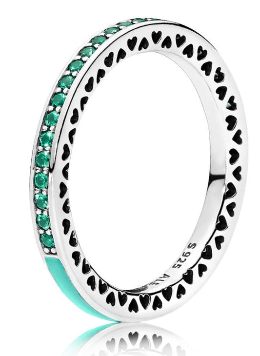 Mint Radiant Hearts of PANDORA Ring