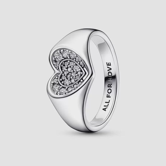 Radiant Heart Pave Signet Ring