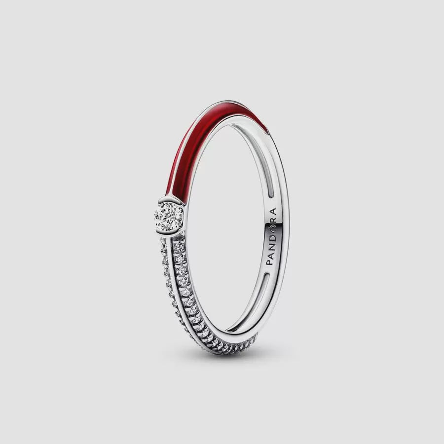 Pandora ME Pave & Red Dual Ring