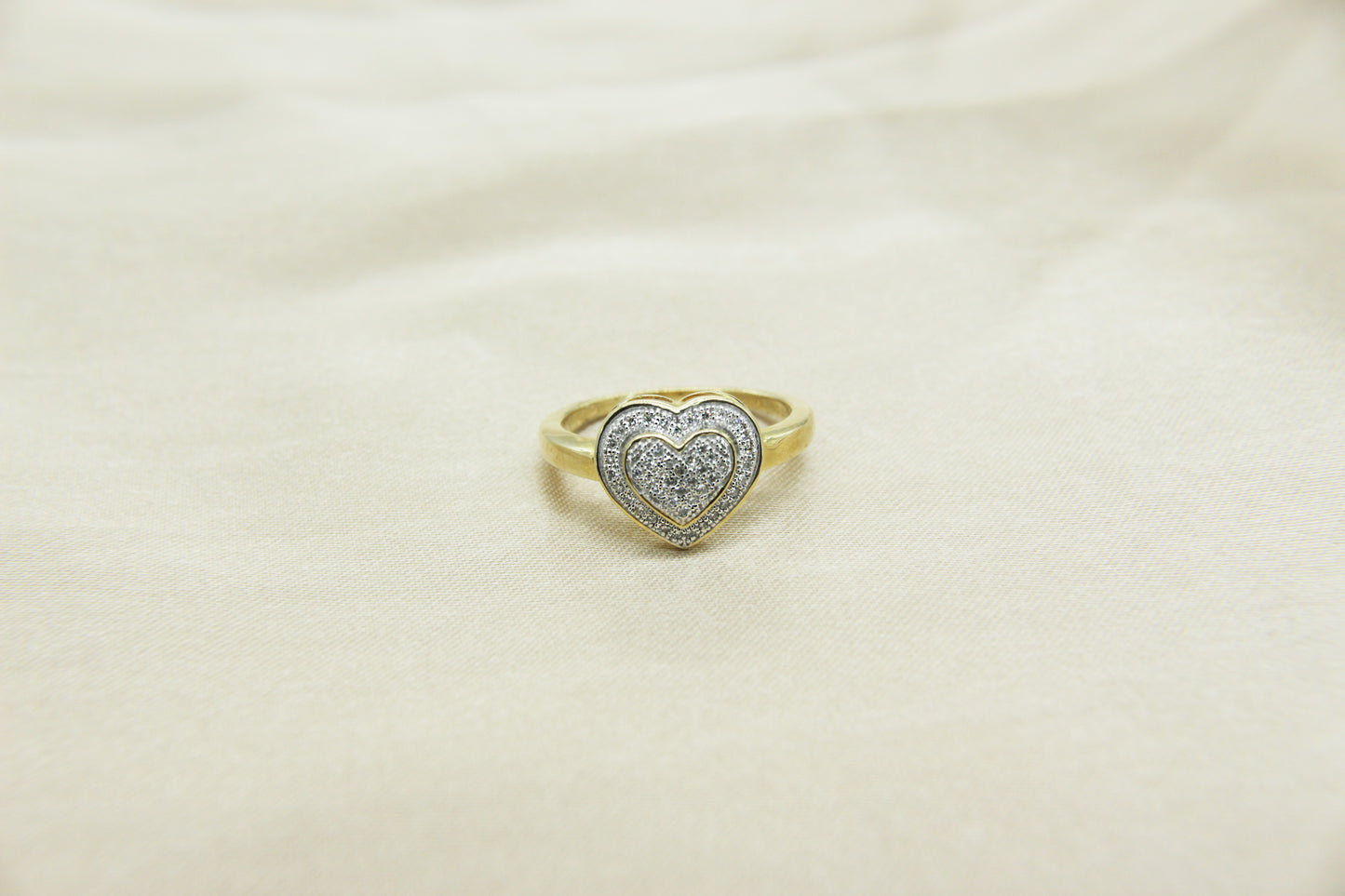 Elevated Pave Heart Ring in 10K