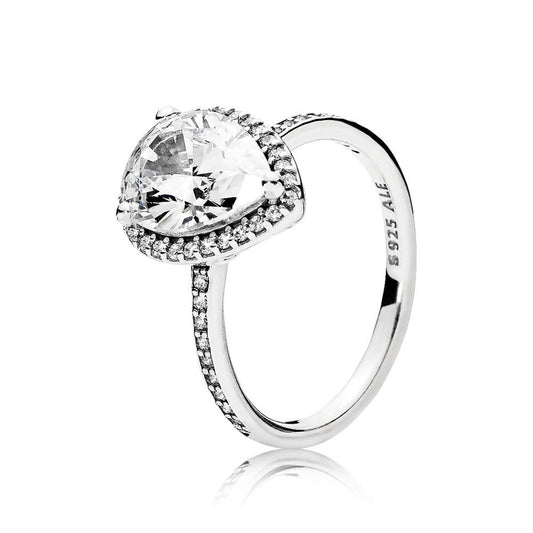 Radiant Teardrop Halo Ring