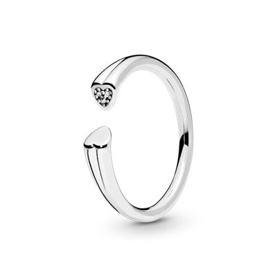 Two Hearts Open Ring