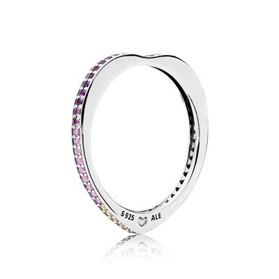 Sparkling Arcs of Love Pink CZ Ring