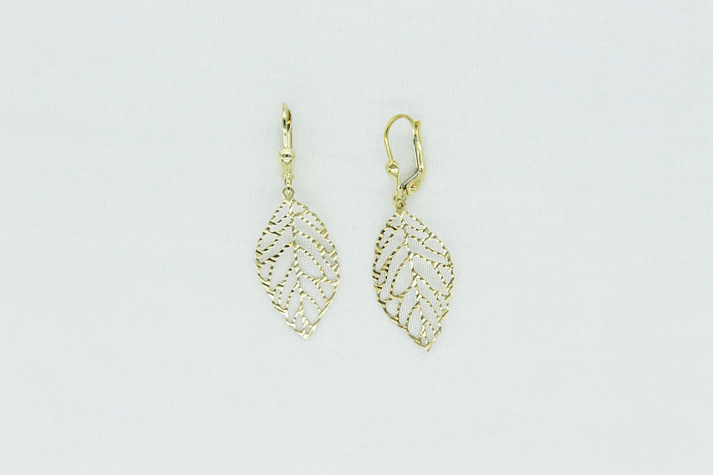 Shimmering Leaf Earrings in 10K