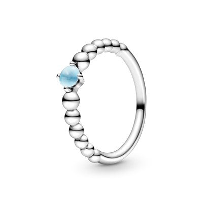 December Sky Blue Beaded Ring