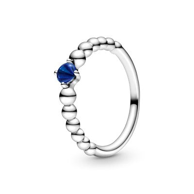 September Sea Blue Beaded Ring