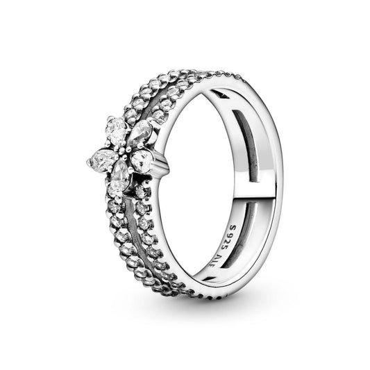 Sparkling Snowflake Double Ring