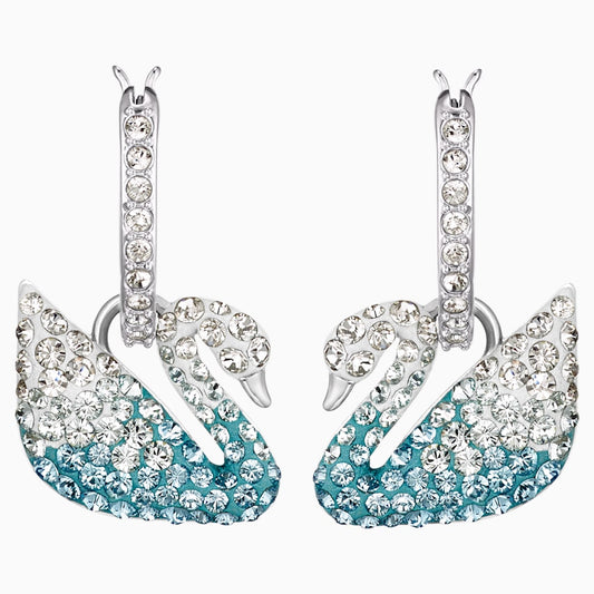 Swarovski Iconic Swan Pierced Earring, Multi Coloured, Rhodium Plated