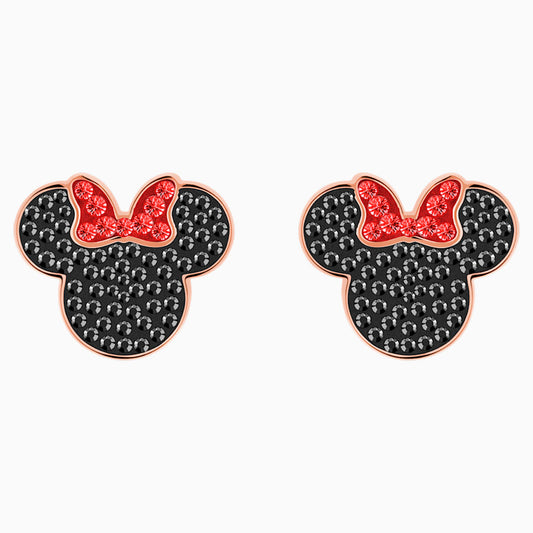 Swarovski Mickey & Minnie Pierced Earring, Black, Rose Gold Tone Plated (2)