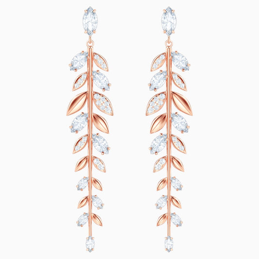 Swarovski Mayleaf Pierced Earring, White, Rose Gold Tone Plated