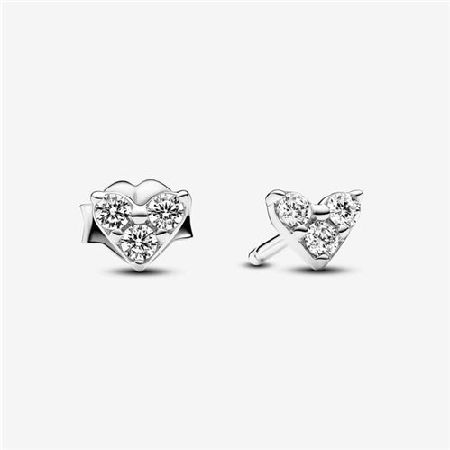 Pandora Triple Stone Heart Stud Earrings