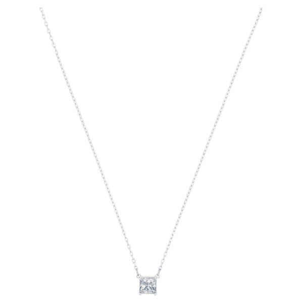 Swarovski Attract Necklace Square, White, Rhodium plated