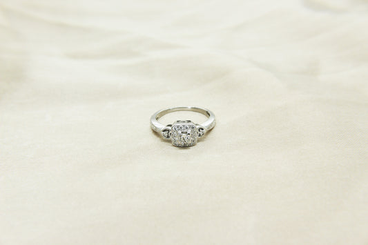 Square Halo Hearts Ring in 10K