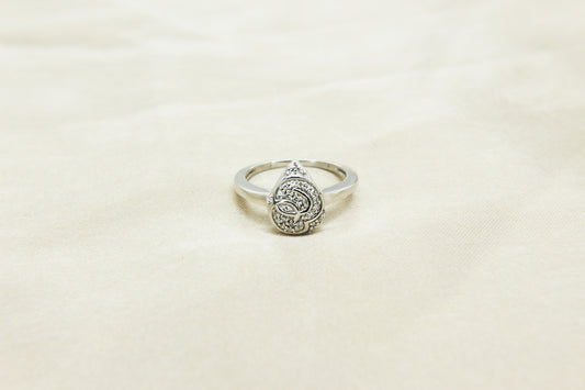 Pave Pear With Swirls Ring in 10K