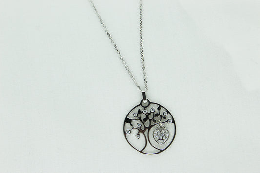 Tree Of Life Padlock Necklace in Sterling Silver