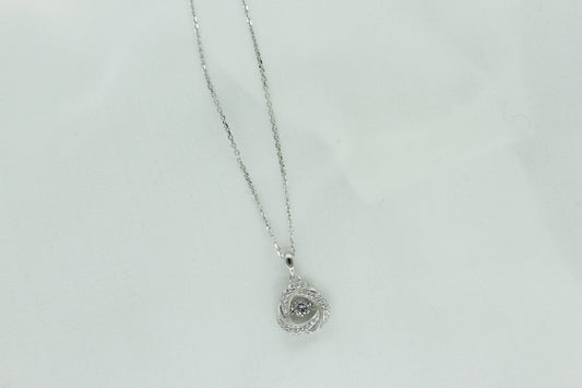 Floating Crystal Love Knot Necklace in Sterling Silver