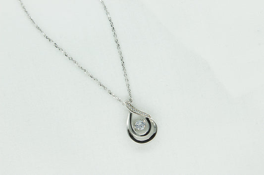 Floating Crystal Teardrop Necklace in Sterling Silver