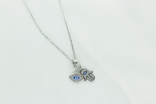 Duo Evil Eye Necklace in Sterling Silver