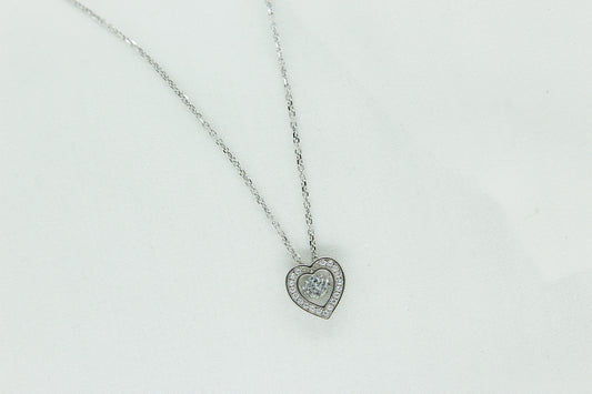 Floating Crystal Heart in Sterling Silver