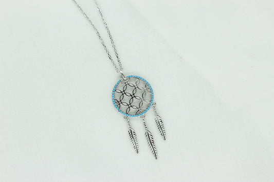 Turquoise Dreamcatcher Necklace in Sterling Silver