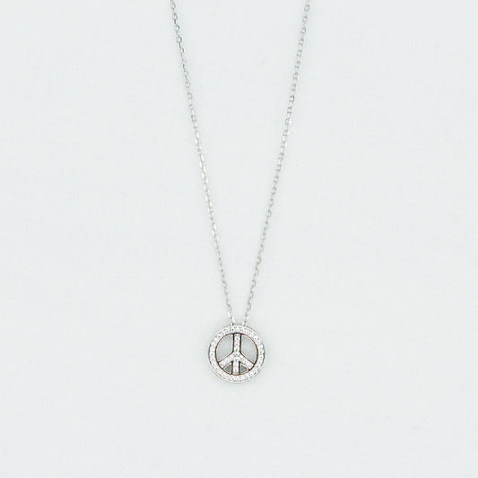 Love & Peace Symbol Necklace in Sterling Silver