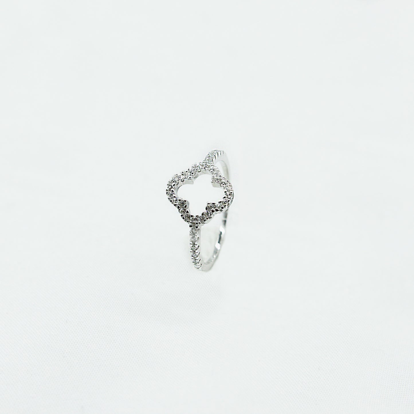 Sparkling Clover Silhouette in Sterling Silver