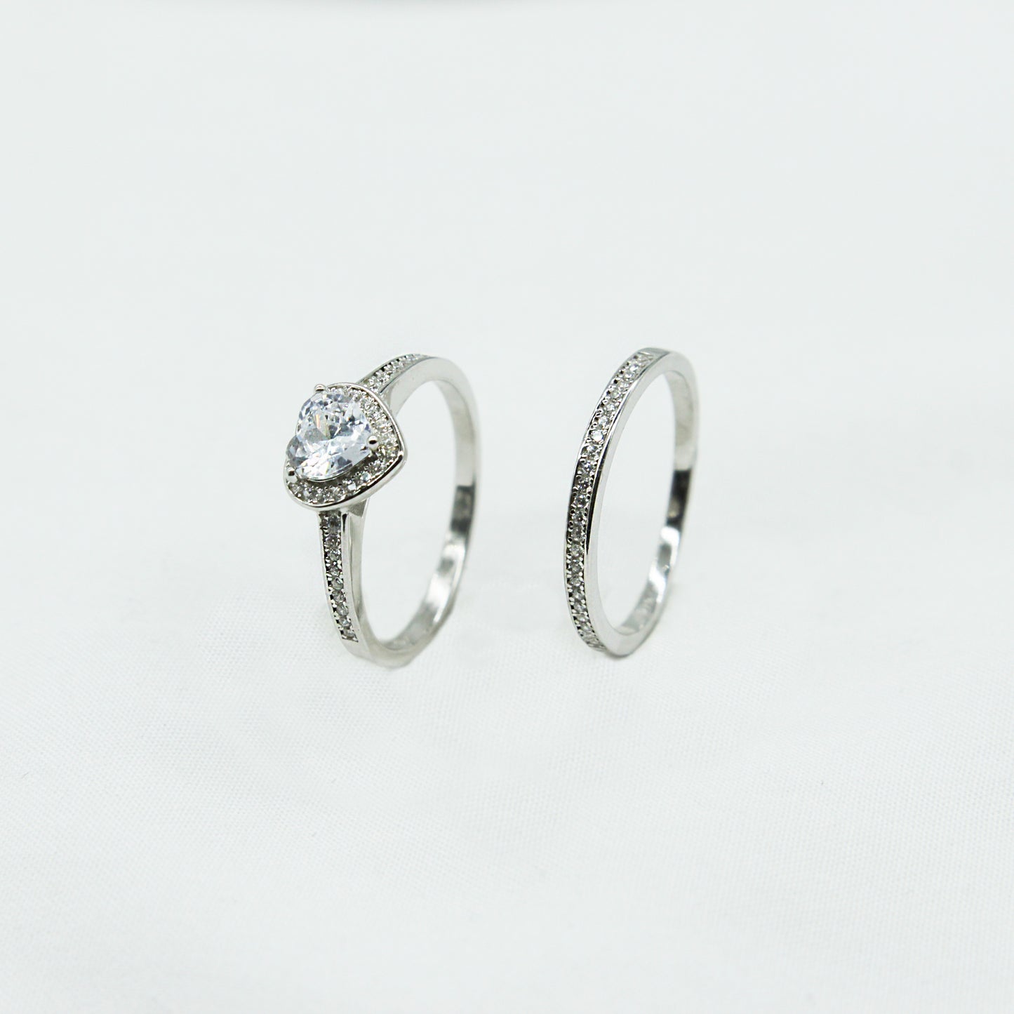 Halo Heart Stackable Ring in Sterling Silver