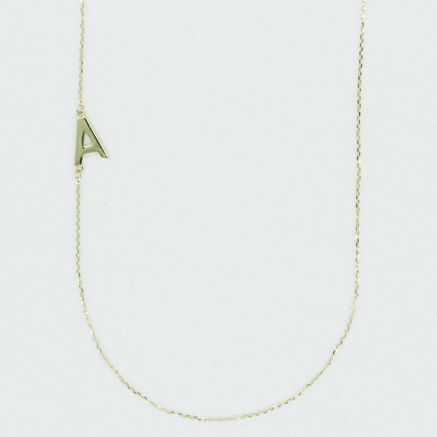 Side Initial Necklace in 10K