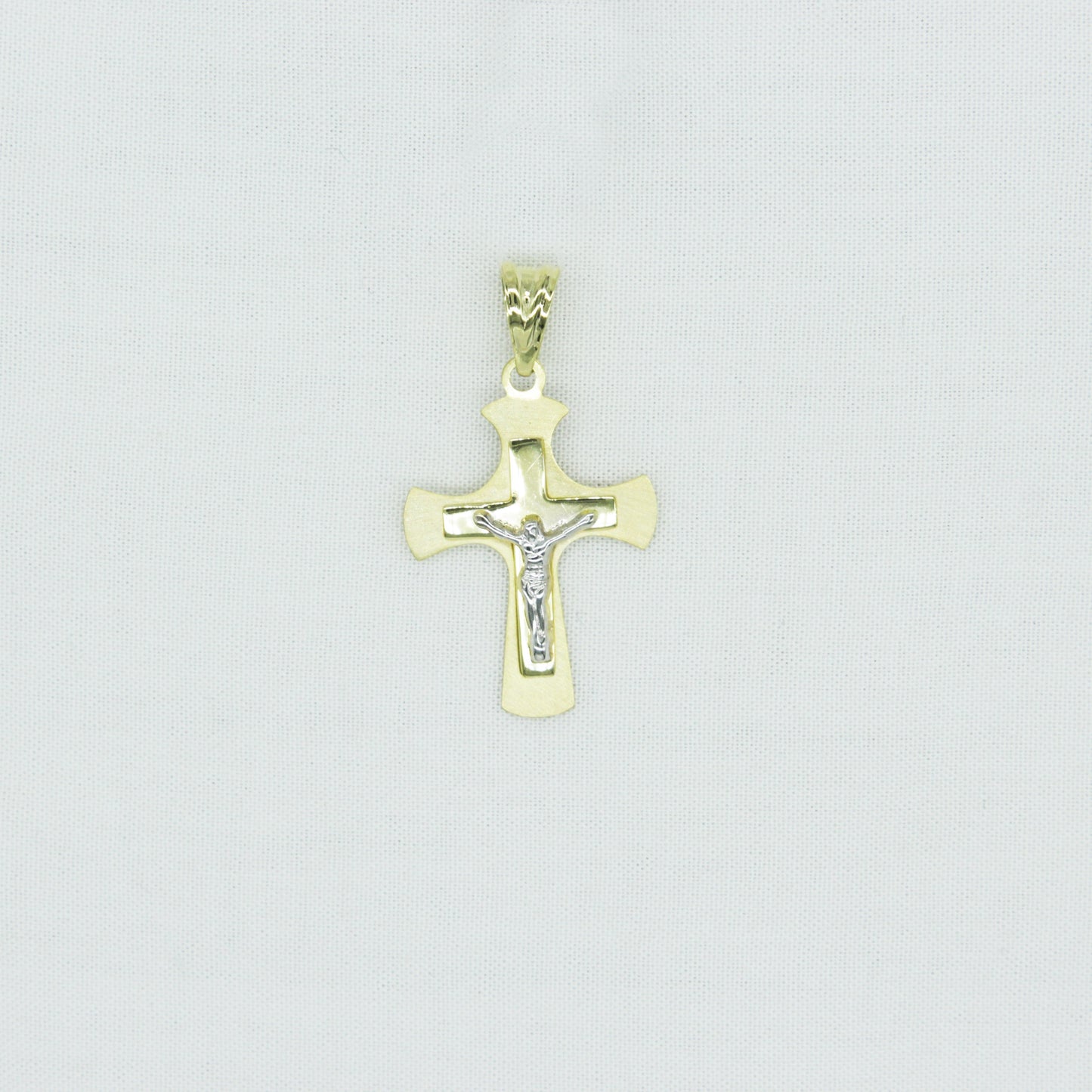 Layered Crucifix Cross Pendant in 10K