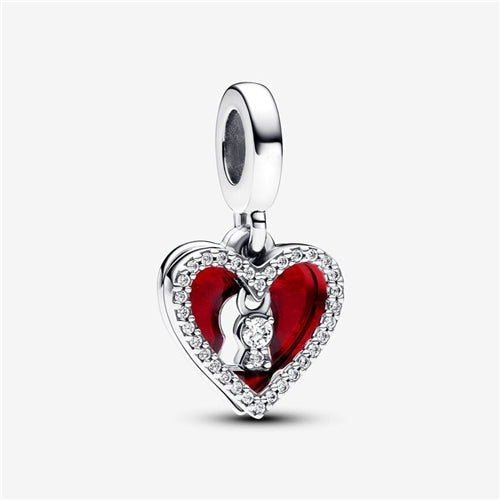 Pandora Red Heart & Keyhole Double Dangle Charm