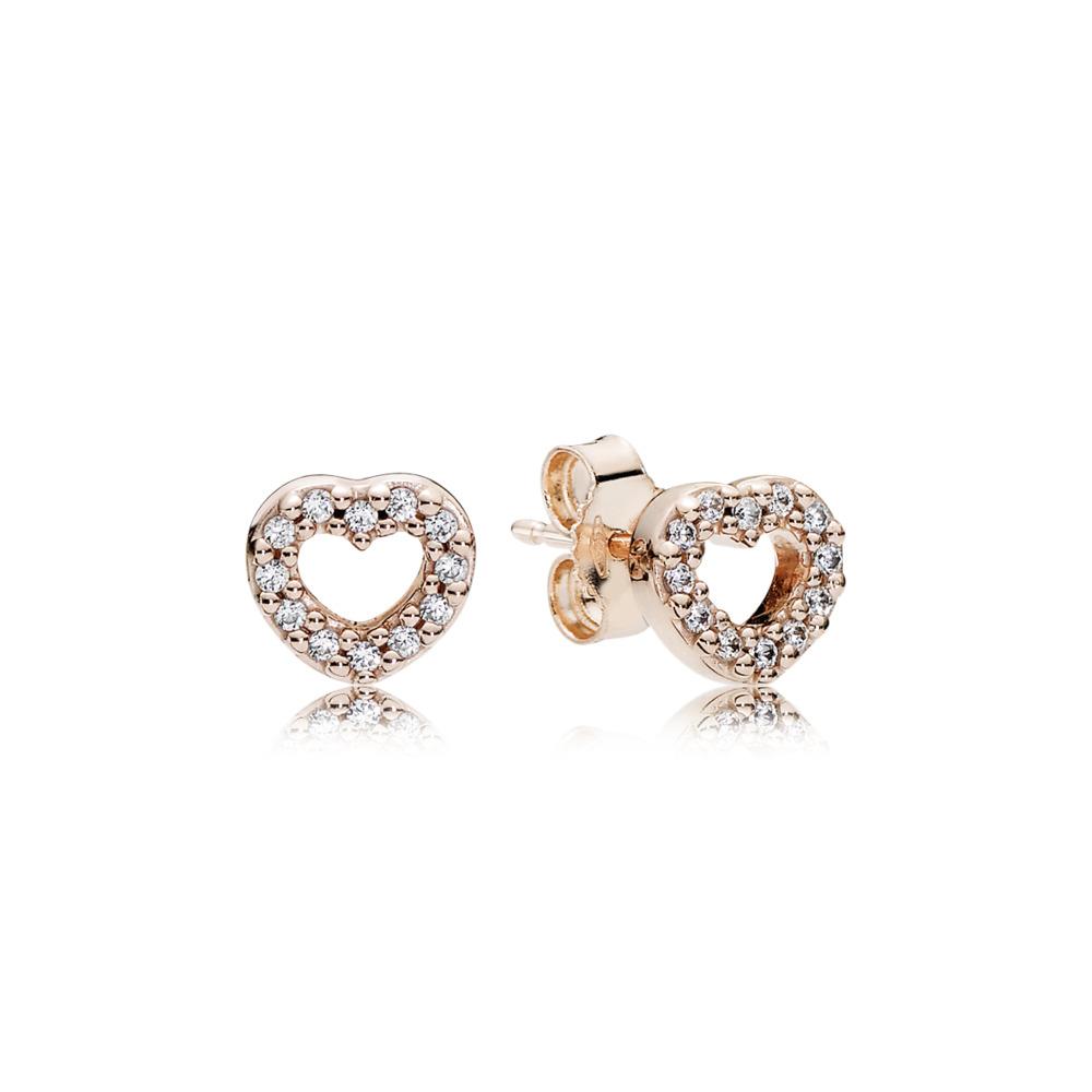 Rose Open Heart Stud Earring