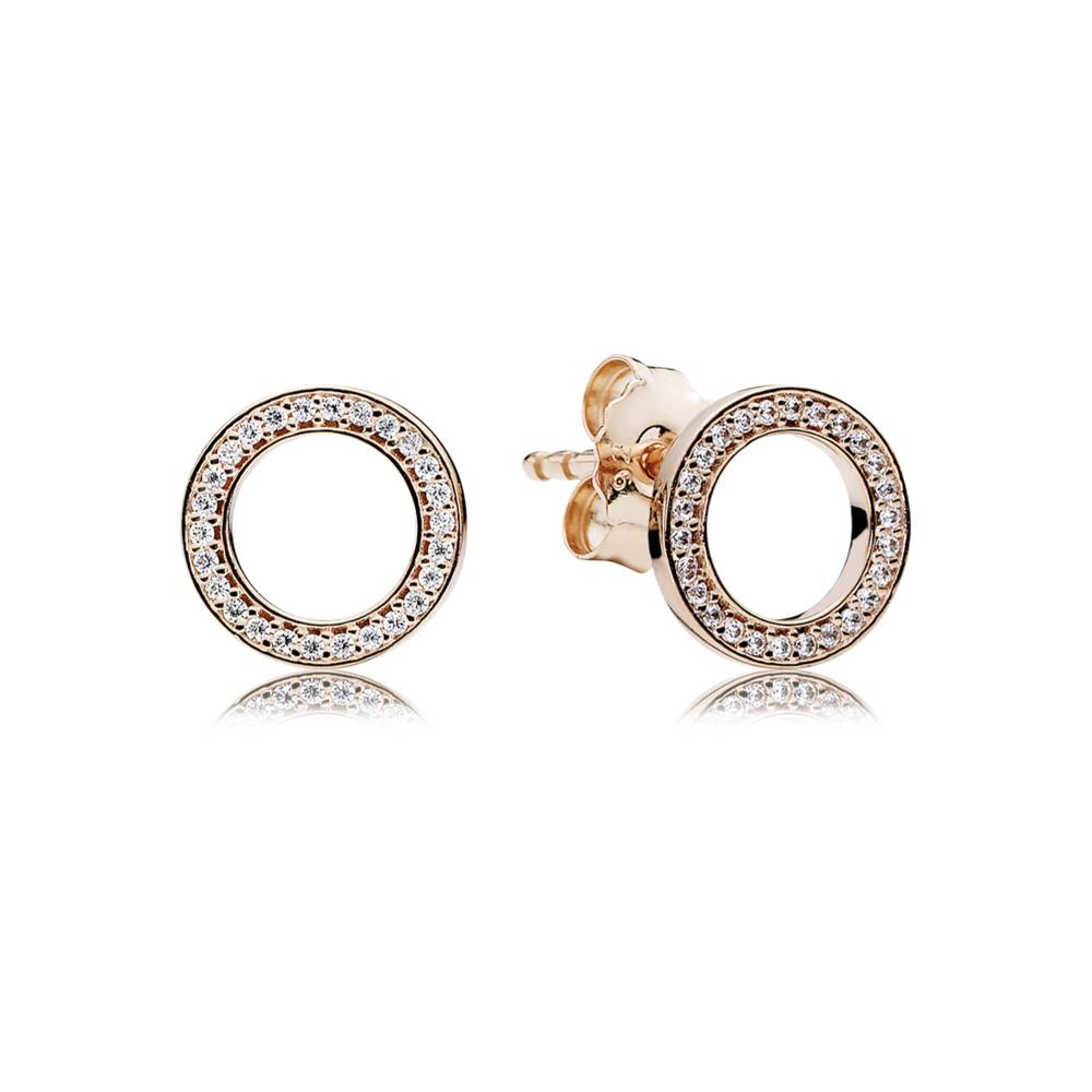 Rose Sparkling Circle Stud Earring