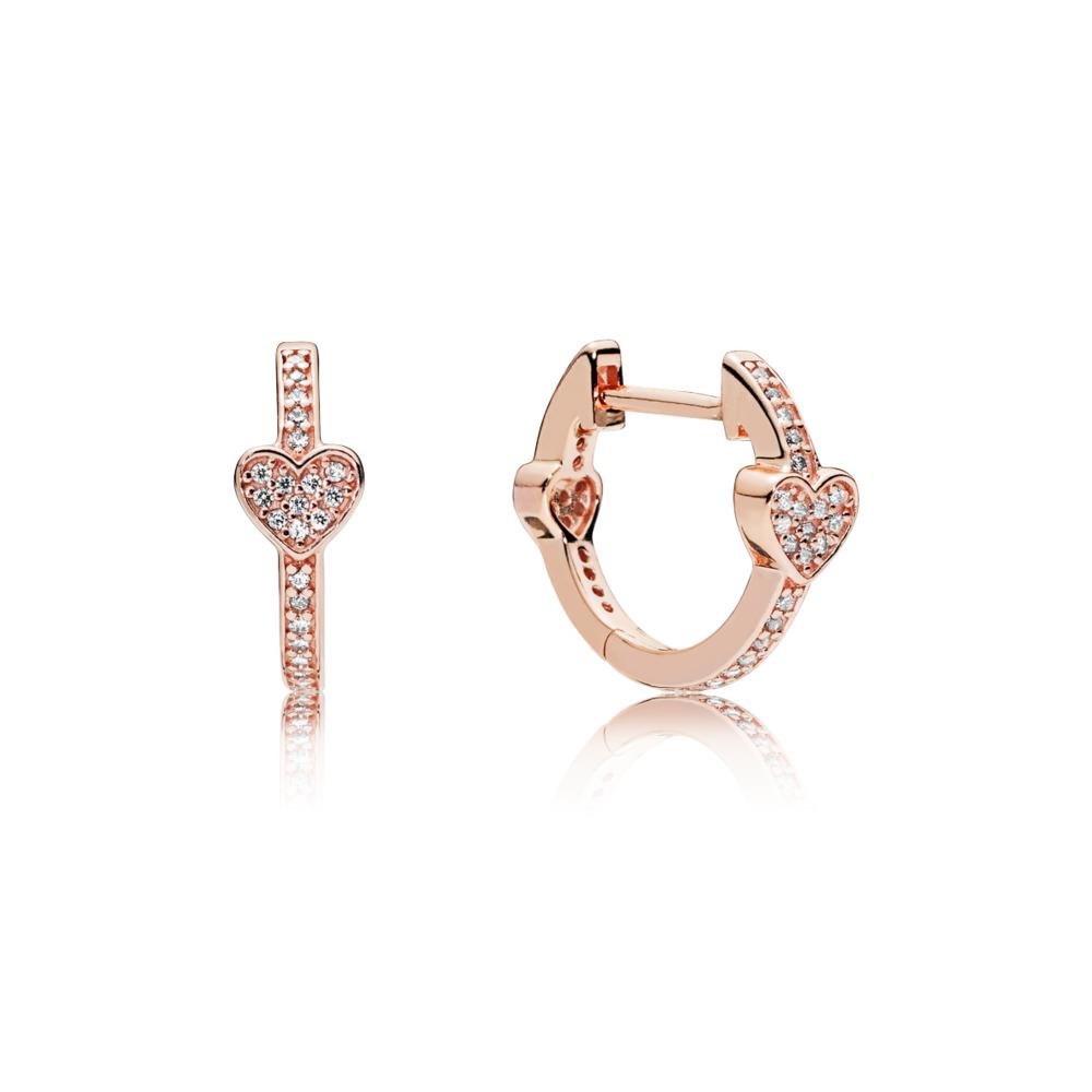 Rose Pave Heart Hoop Earring