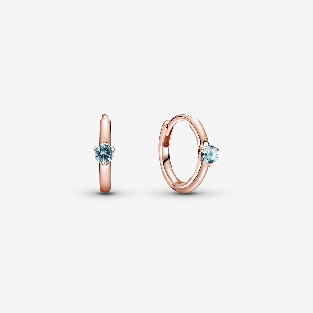 Light Blue Solitaire Huggie Hoop Earrings