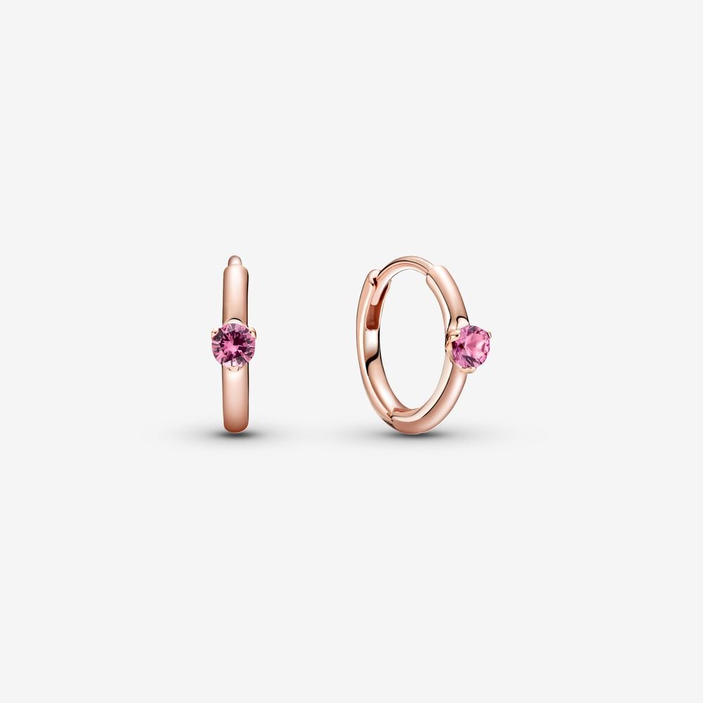 Pandora Rose hoop earrings with phlox pink crystal