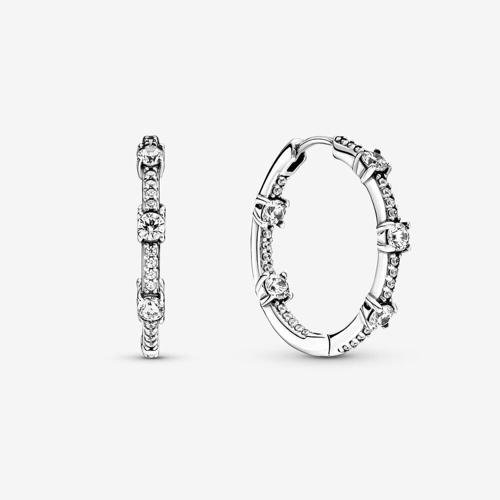 Sparkling Pave Bars Hoop Earrings