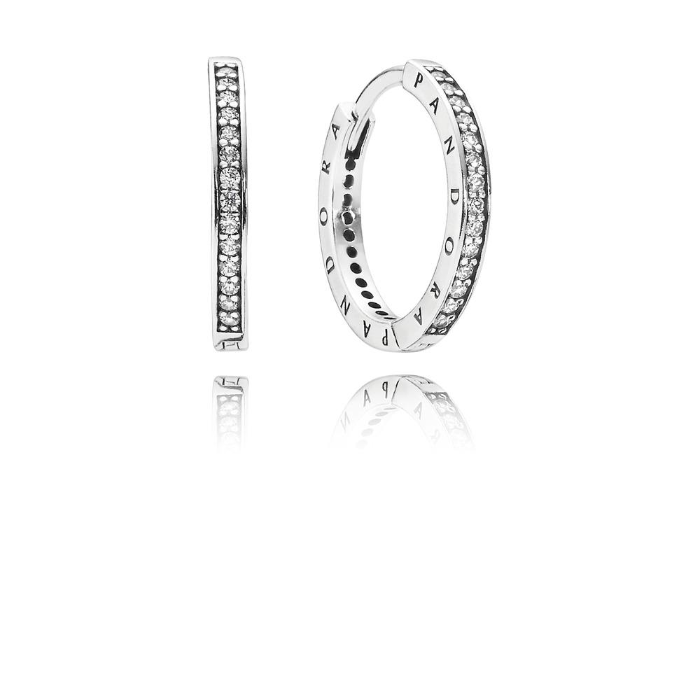 Sparkle & Pandora Logo Hoop Earring