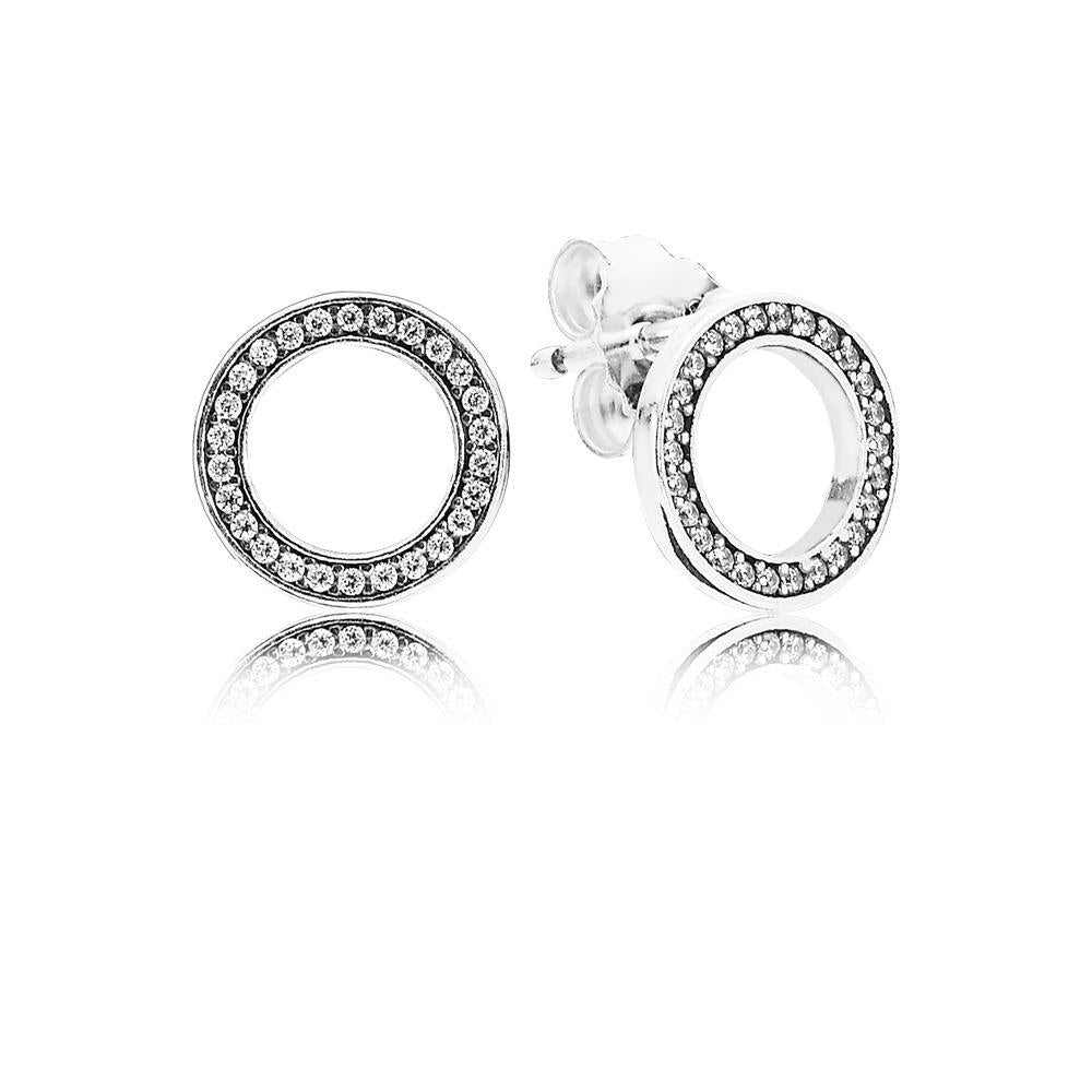 Silver Sparkling Circle Stud Earring