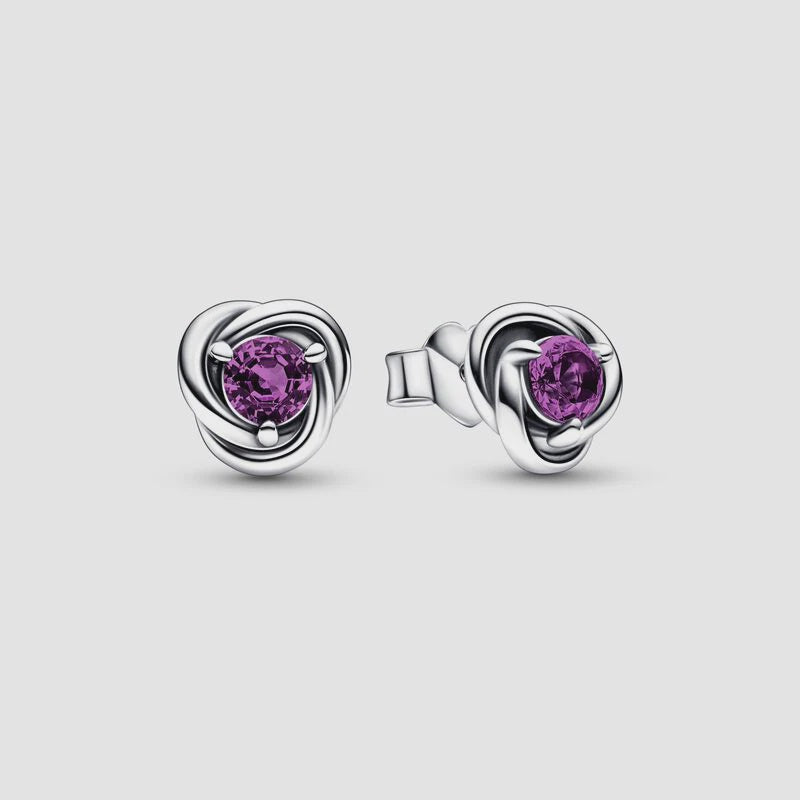 Purple Eternity Circle Stud Earrings