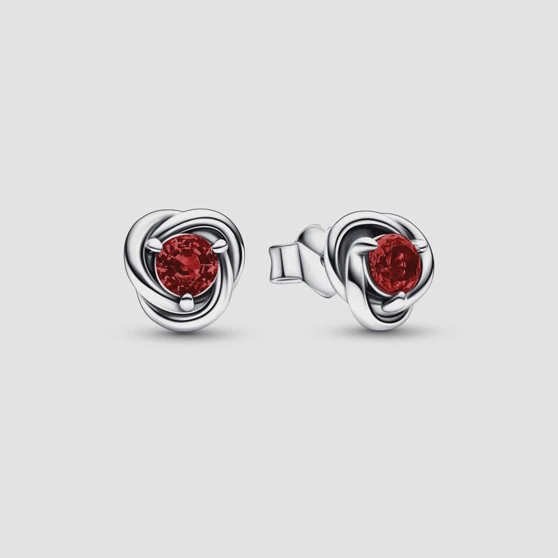 Red Eternity Circle Stud Earrings