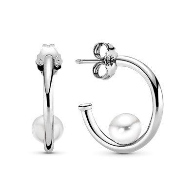 Offset Freshwater Cultured Pearl Hoop Earring