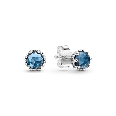 Blue Sparkling Crown Stud Earring