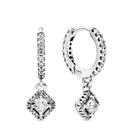 Square Sparkle Hoop Earring