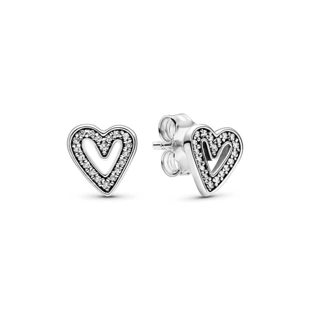 Sparkling Freehand Heart Stud Earring